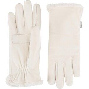 Women's Cream Comfortable Stretch Fleece Lining Microluxe Cold Weather Gloves